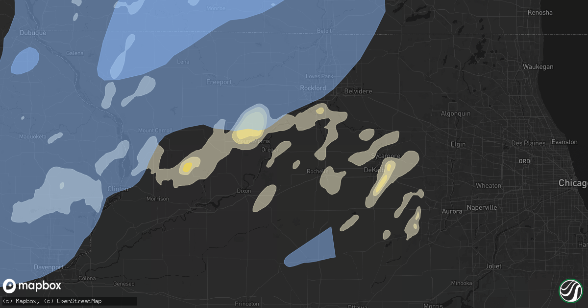 Hail map in Chana, IL on June 10, 2026
