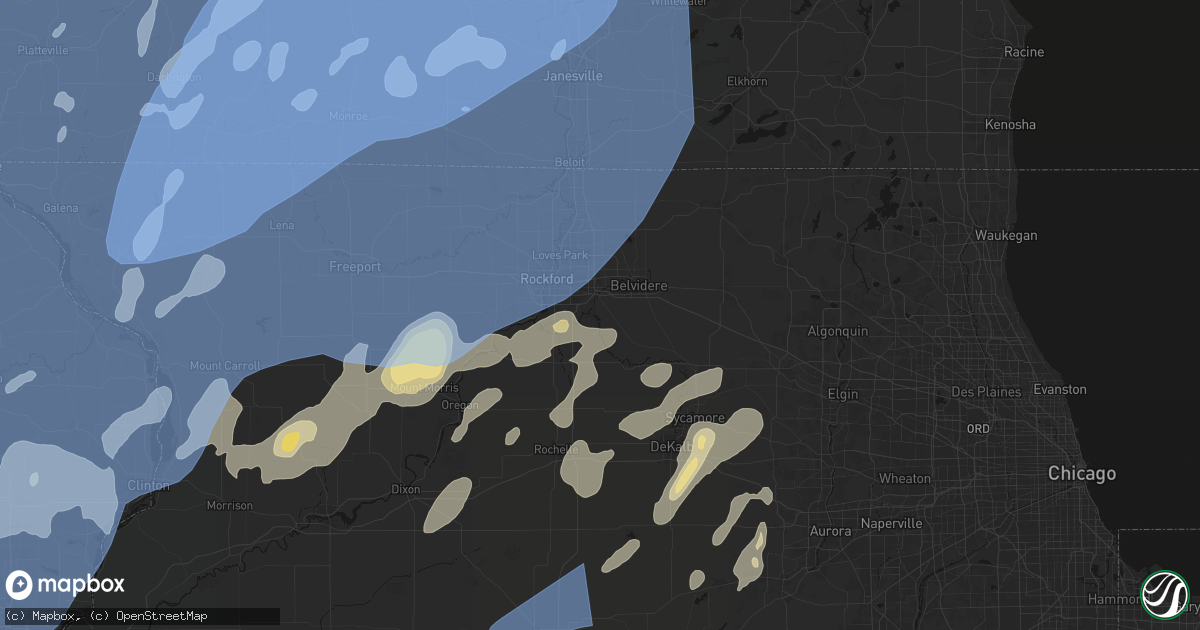 Hail map in Cherry Valley, IL on June 10, 2026