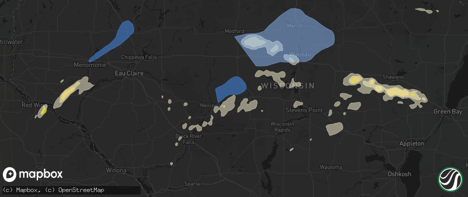 Hail map in Chili, WI on June 10, 2026