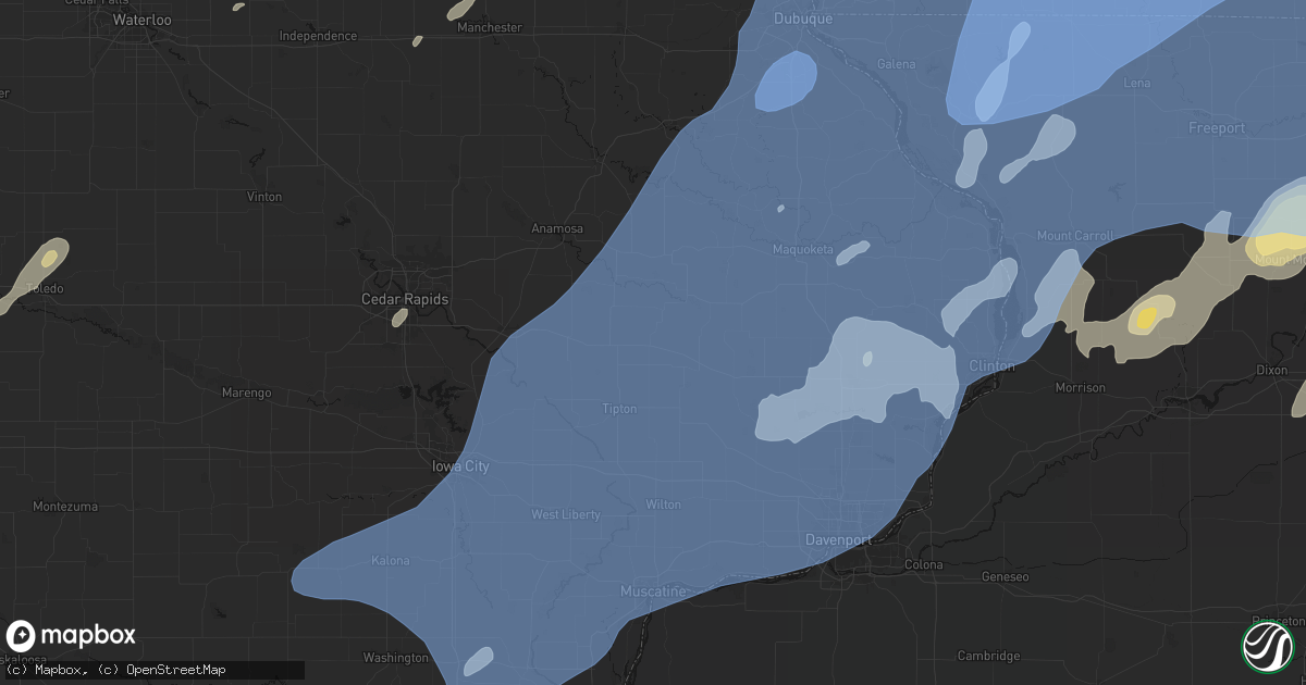 Hail map in Clarence, IA on June 10, 2026