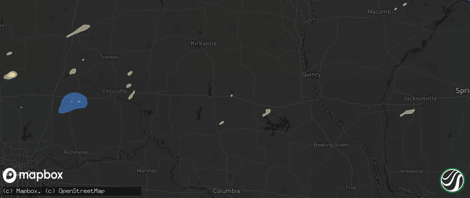 Hail map in Clarence, MO on June 10, 2026