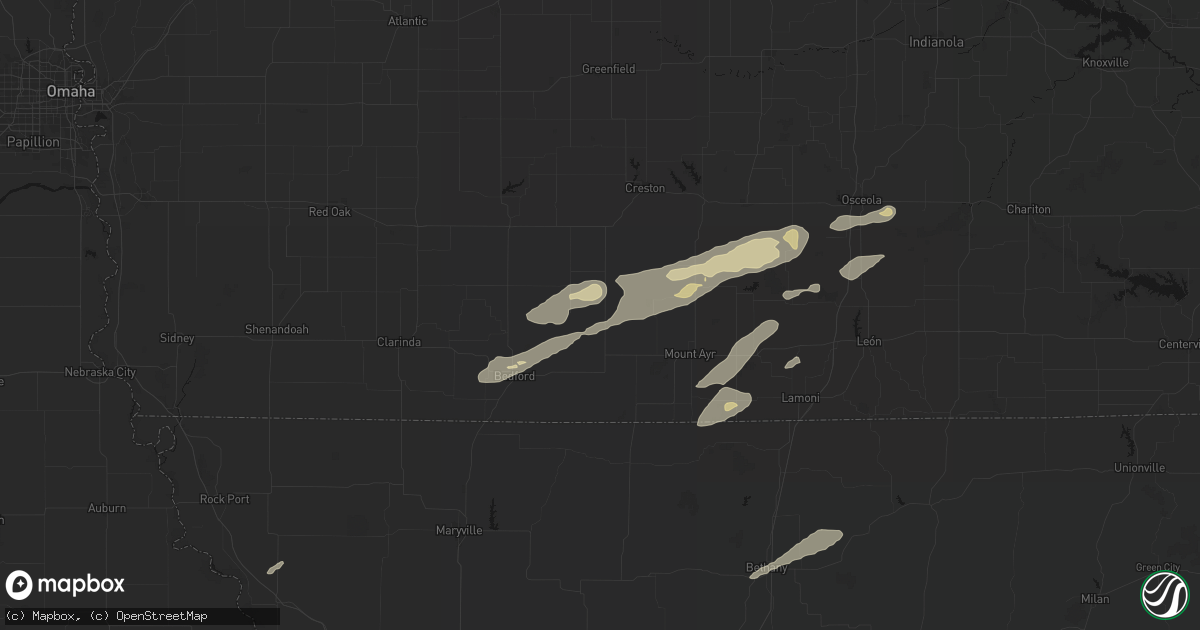 Hail map in Clearfield, IA on June 10, 2026