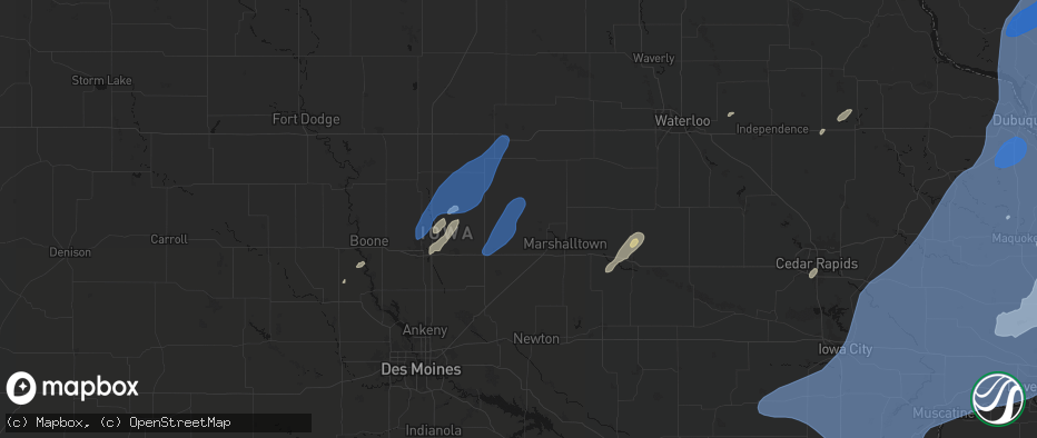 Hail map in Clemons, IA on June 10, 2026