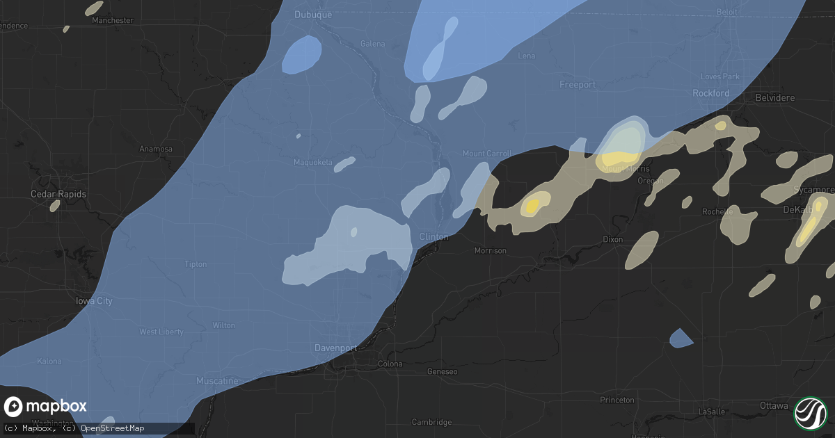 Hail map in Clinton, IA on June 10, 2026