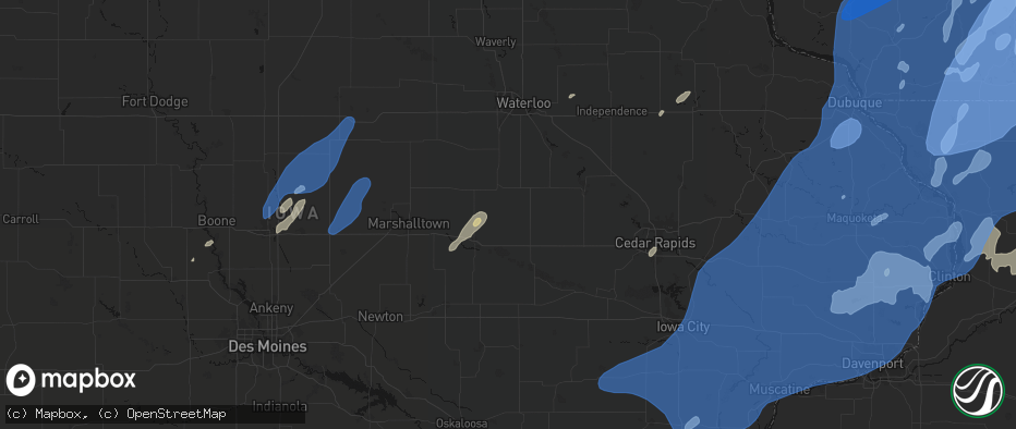 Hail map in Clutier, IA on June 10, 2026