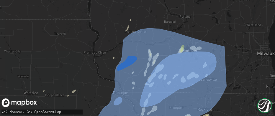 Hail map in Cobb, WI on June 10, 2026