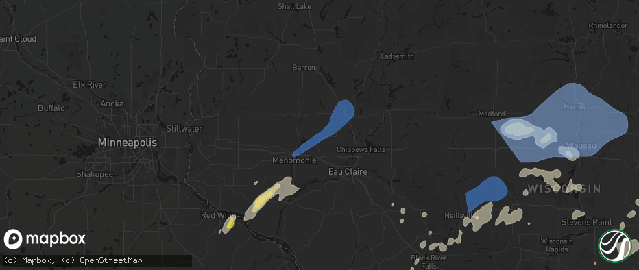 Hail map in Colfax, WI on June 10, 2026