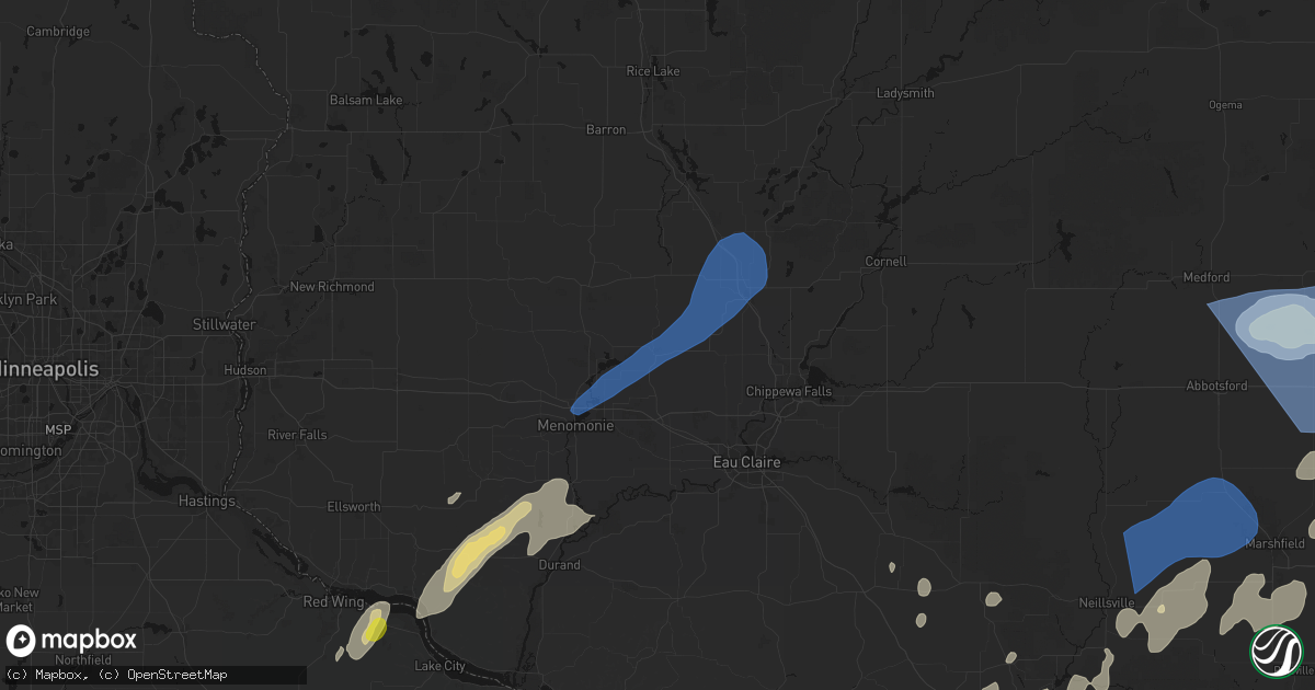 Hail map in Colfax, WI on June 10, 2026