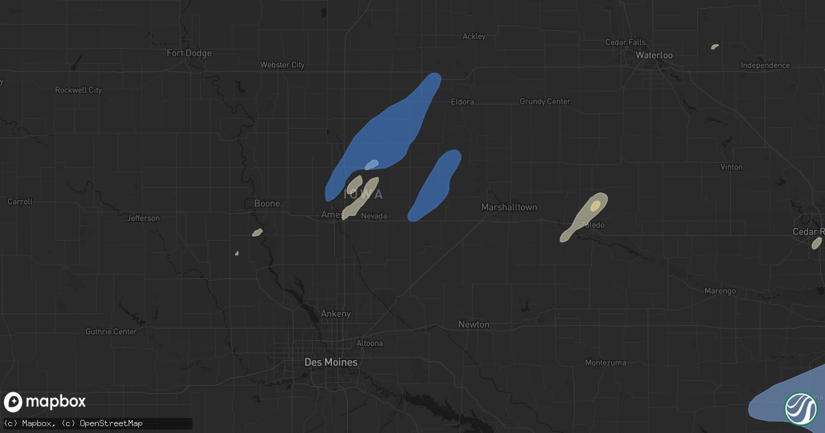 Hail map in Colo, IA on June 10, 2026