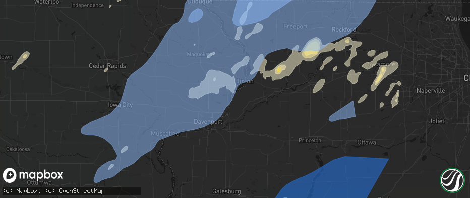 Hail map in Cordova, IL on June 10, 2026