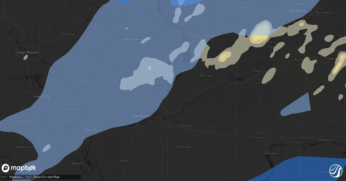 Hail map in Cordova, IL on June 10, 2026