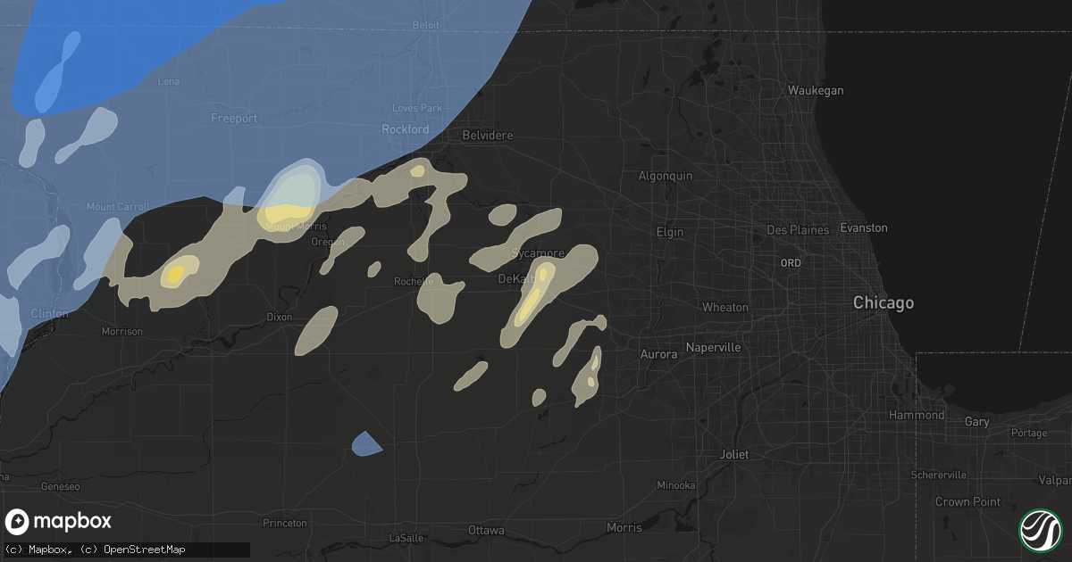 Hail map in Cortland, IL on June 10, 2026