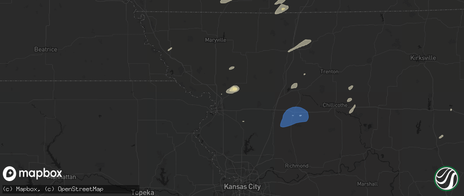 Hail map in Cosby, MO on June 10, 2026