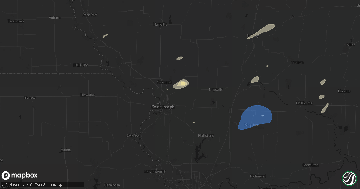 Hail map in Cosby, MO on June 10, 2026