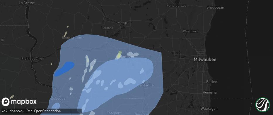 Hail map in Cottage Grove, WI on June 10, 2026