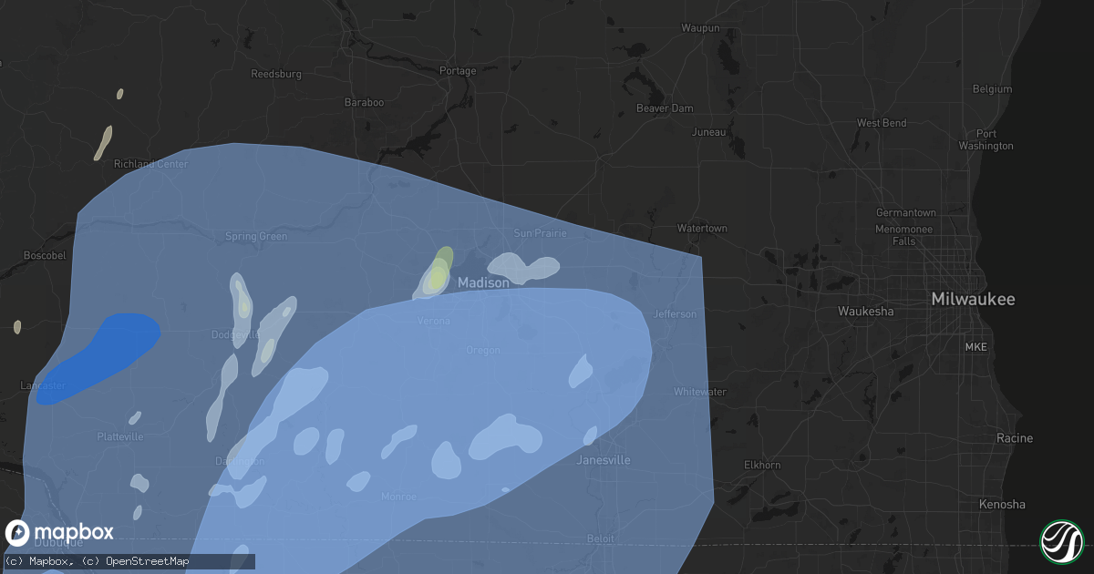 Hail map in Cottage Grove, WI on June 10, 2026