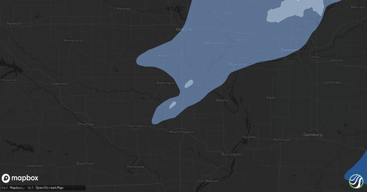 Hail map in Crawfordsville, IA on June 10, 2026