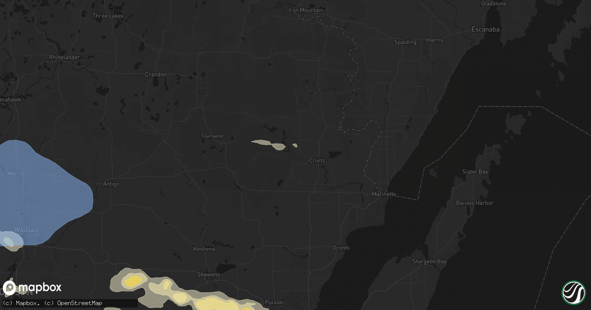 Hail map in Crivitz, WI on June 10, 2026