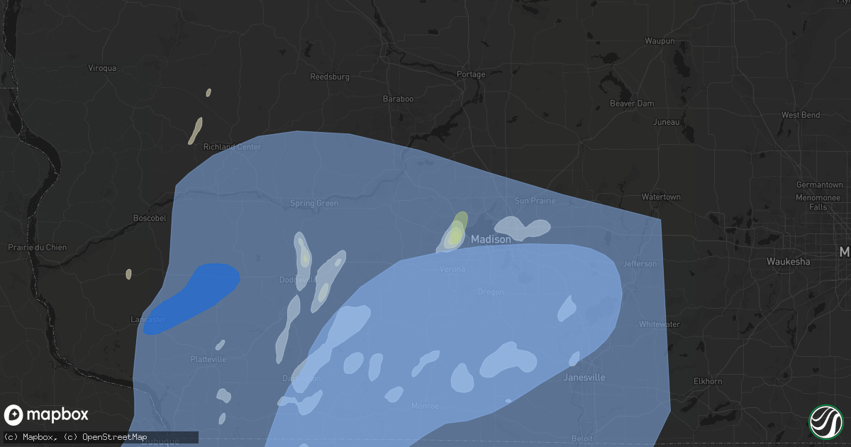 Hail map in Cross Plains, WI on June 10, 2026