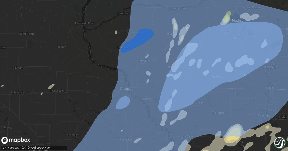 Hail map in Cuba City, WI on June 10, 2026