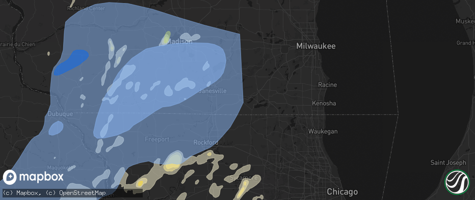 Hail map in Darien, WI on June 10, 2026