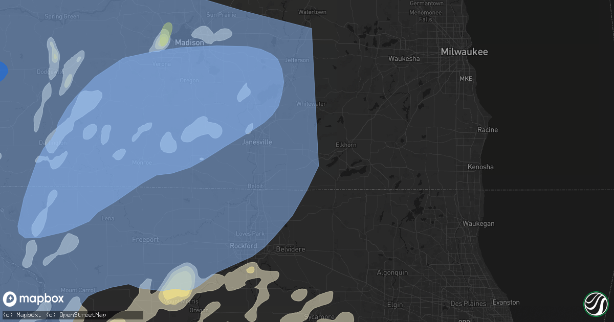 Hail map in Darien, WI on June 10, 2026