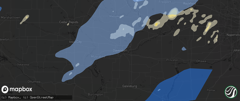 Hail map in Davenport, IA on June 10, 2026