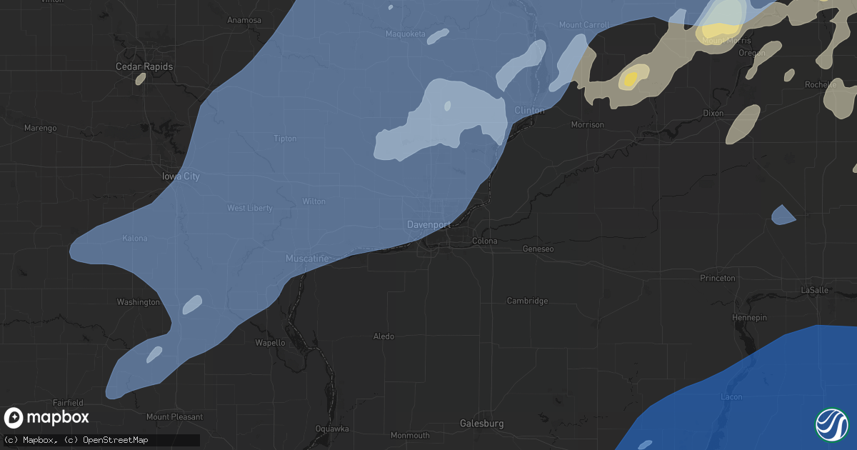 Hail map in Davenport, IA on June 10, 2026