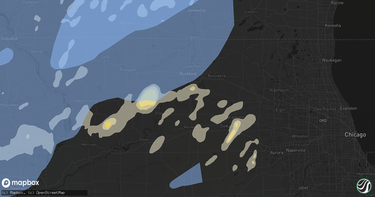 Hail map in Davis Junction, IL on June 10, 2026