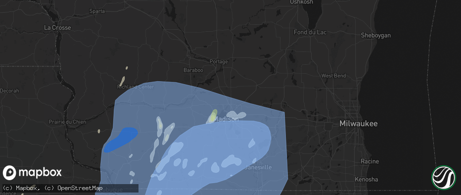 Hail map in Deforest, WI on June 10, 2026