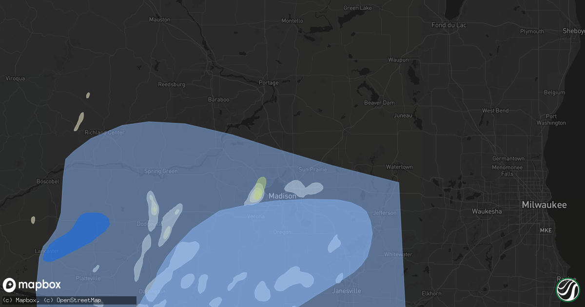 Hail map in Deforest, WI on June 10, 2026