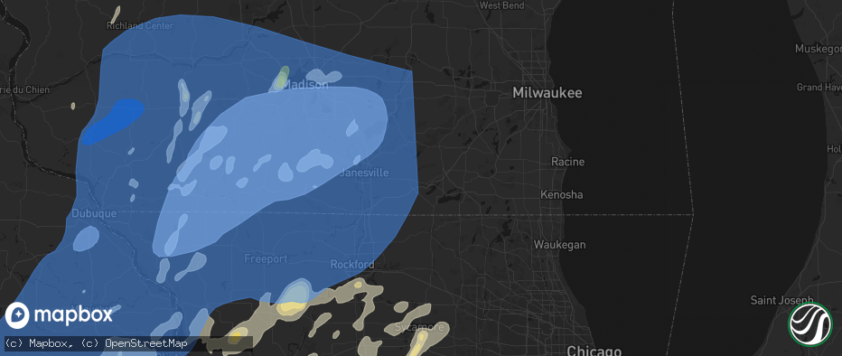 Hail map in Delavan, WI on June 10, 2026