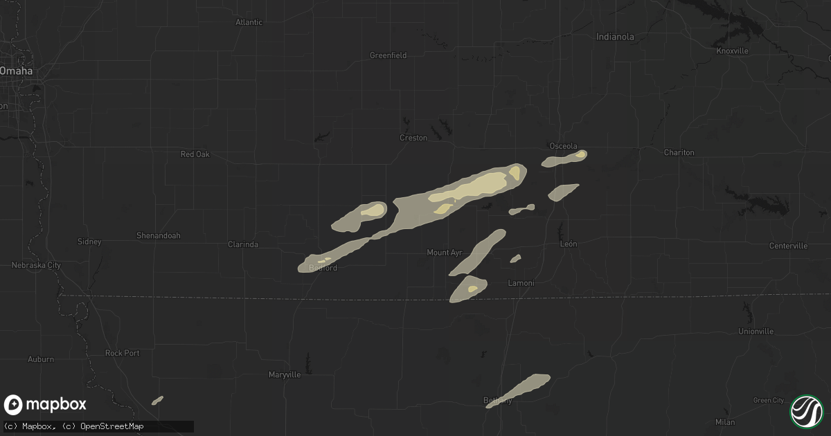 Hail map in Diagonal, IA on June 10, 2026