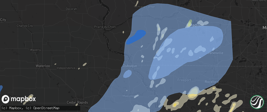 Hail map in Dickeyville, WI on June 10, 2026
