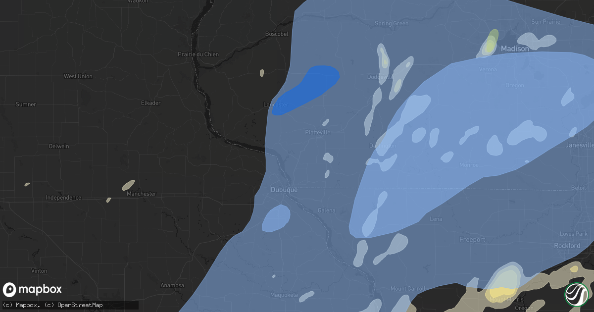 Hail map in Dickeyville, WI on June 10, 2026