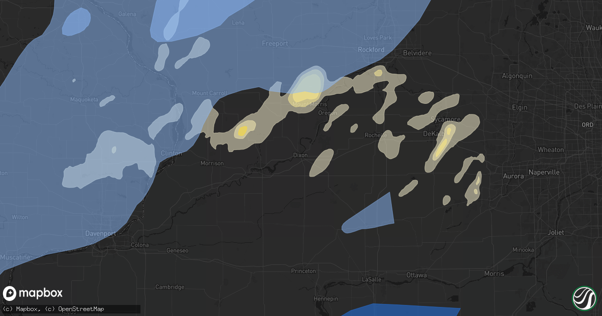 Hail map in Dixon, IL on June 10, 2026