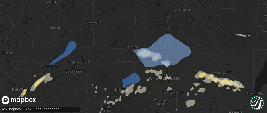 Hail map in Dorchester, WI on June 10, 2026