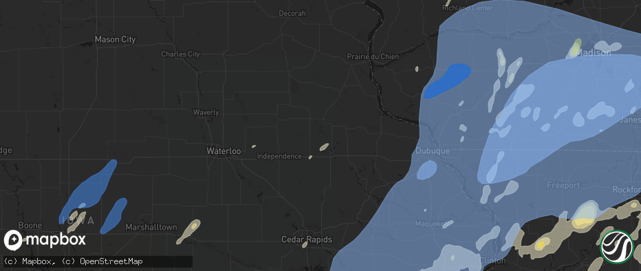 Hail map in Dundee, IA on June 10, 2026