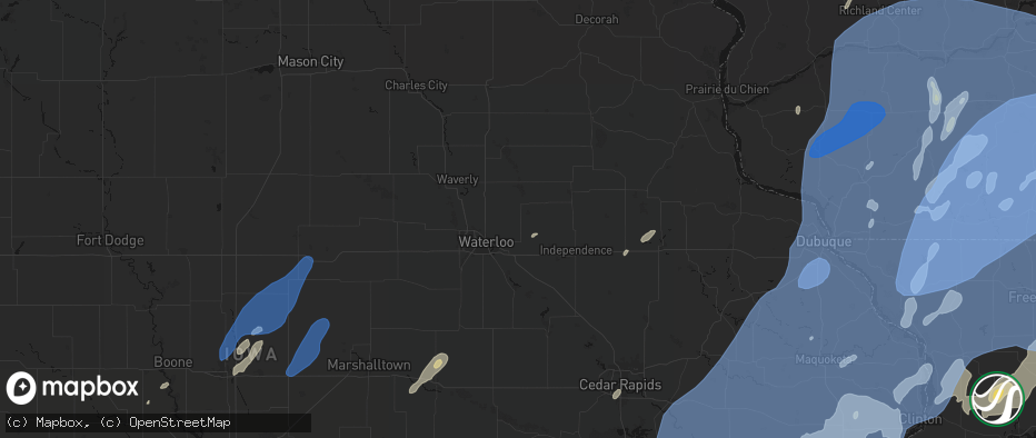 Hail map in Dunkerton, IA on June 10, 2026