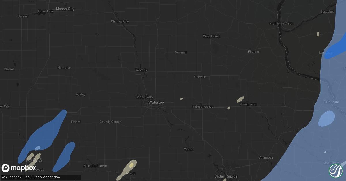 Hail map in Dunkerton, IA on June 10, 2026
