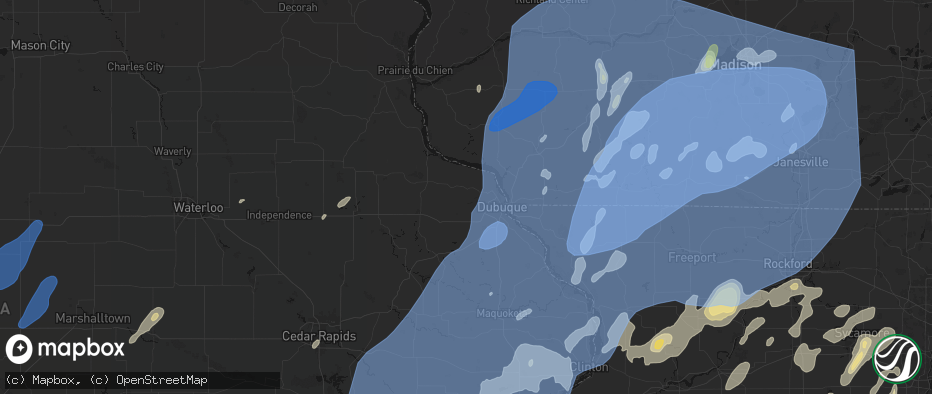 Hail map in Durango, IA on June 10, 2026