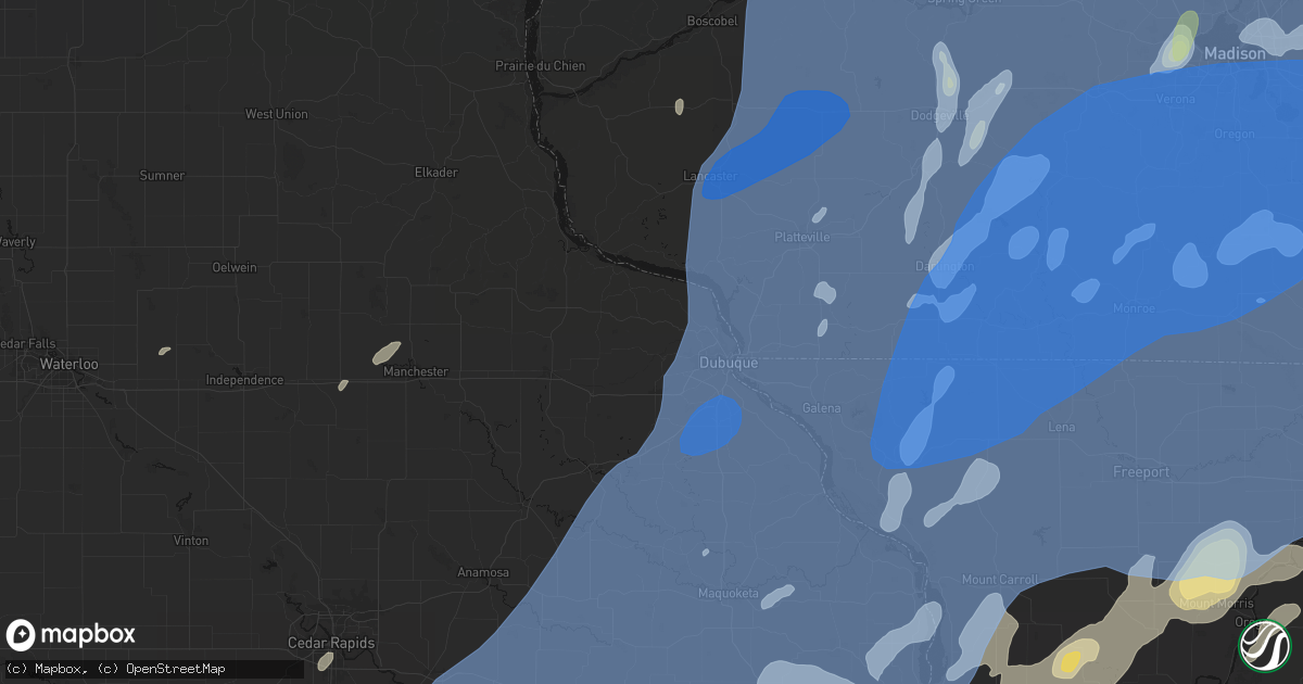 Hail map in Durango, IA on June 10, 2026