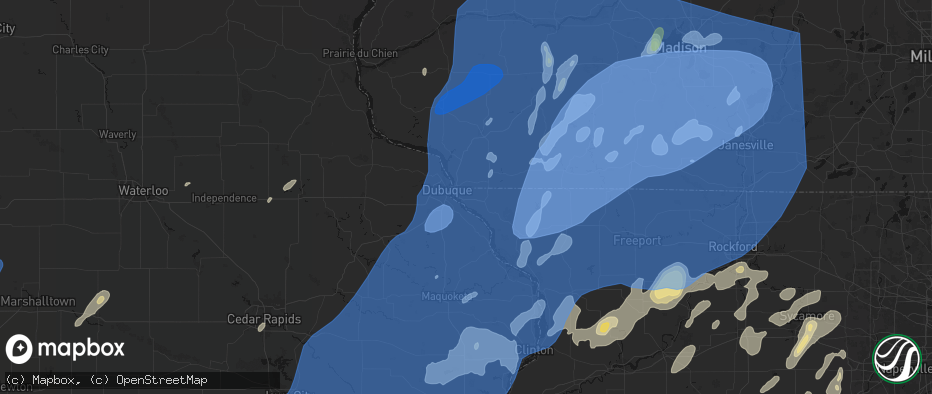 Hail map in East Dubuque, IL on June 10, 2026