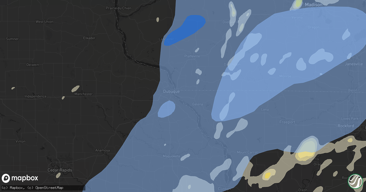 Hail map in East Dubuque, IL on June 10, 2026