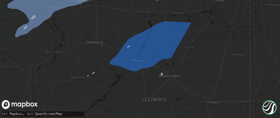 Hail map in East Peoria, IL on June 10, 2026