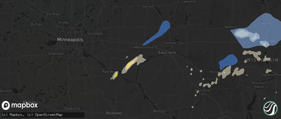 Hail map in Eau Galle, WI on June 10, 2026