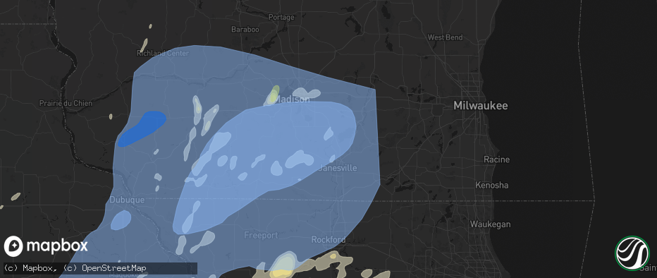 Hail map in Edgerton, WI on June 10, 2026