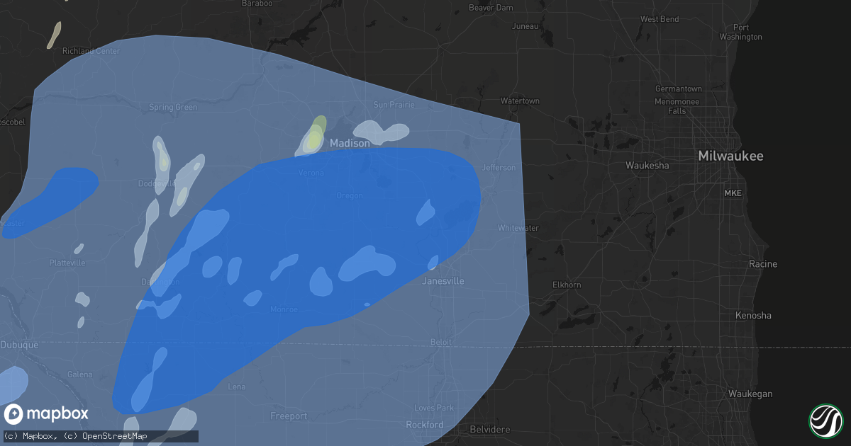 Hail map in Edgerton, WI on June 10, 2026