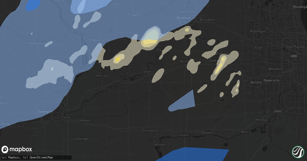 Hail map in Eldena, IL on June 10, 2026