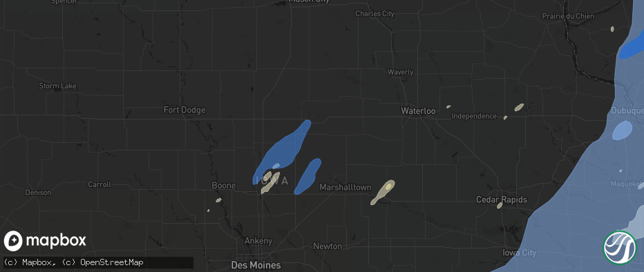 Hail map in Eldora, IA on June 10, 2026